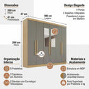 Guarda-roupa Casal Com Espelho 6 Portas 2 Gavetas França Jequitibá