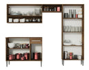 Armário de cozinha modulada completa compacta Emilly pop com armário e balcão cor rustic/preto