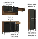 Armário de cozinha modulada completa compacta Emilly pop com armário e balcão cor rustic/preto