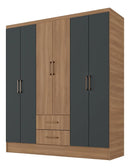 Guarda Roupa 6 Portas 2 Gavetas 9 Prateleiras E Cabideiro