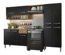 Armário de cozinha modulada completa compacta Emilly pop com armário e balcão cor rustic/preto